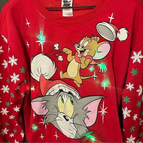 Tom & Jerry Juniors' Christmas Light-Up Sweatshirt Juniors Large, holiday - Picture 6 of 12